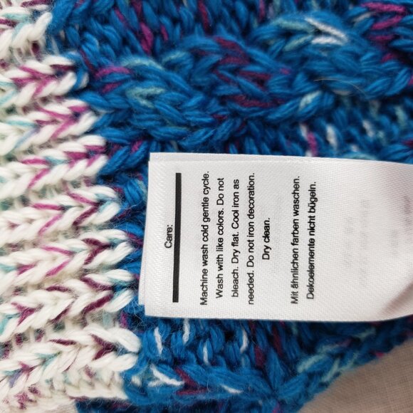 Smartwool Isto Hand Warmer Fingerless Gloves Cable Knit Merino Wool Blend Blue - Picture 5 of 6